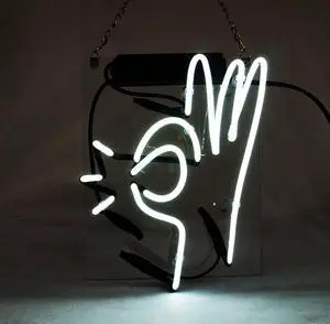 Fashion Handcraft Ok Gestures Real Glass Tubes For Display Neon Light Sign 10x10!!!Best Offer!