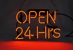 Fashion Handcraft Open 24Hrs  Real Glass Tubes For Display Neon Light Sign 10x10!!!Best Offer!
