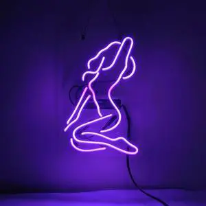 Fashion New Handcraft naughty Girl Real Glass Tubes For Display Neon Light Signs 14x9