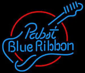 Fashion Handcrat Pabst Blue Ribbon Guitar  Real Glass Tube Beer Bar Display Neon Light Signs 19x15