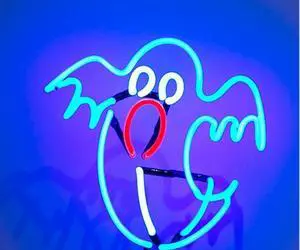 Fashion New Handcraft blue and white GHOST Real Glass For Display Neon Light Signs 10x10