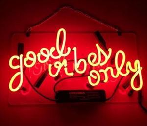 Neon Signs Good Vibes Only Beer Bar Pub Recreation Room Lights Windows Wall Signs Or For  Christmas Gift  Neon Light 14x7