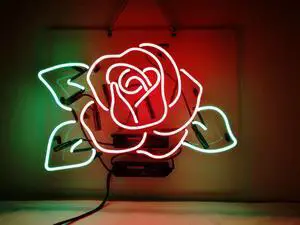 Neon Signs Red Rose Beer Bar Pub Store Bedroom Party Decor Or For Christmas Gift Neon light 17x14