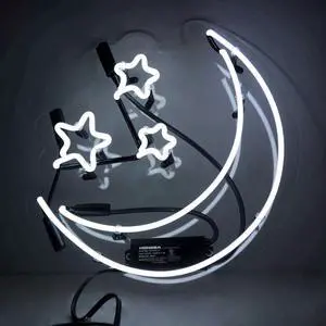 MOON AND STARS Neon Signs Beer Bar Pub Recreation Room Lights Windows Wall Signs Or For  Christmas Gift 17x14