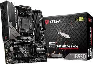 MSI MAG B550M MORTAR Motherboard (AM4, DDR4, PCIe 4.0 SATA 6Gb/s M.2, Micro-ATX)