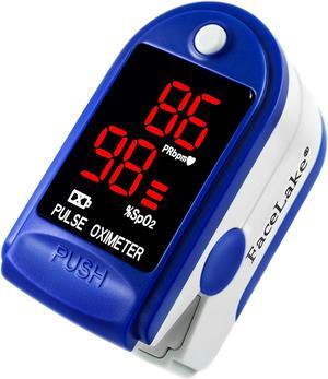 Facelake FL400 Pulse Oximeter with Neck/wrist Cord, Carrying Case and Batteries, blue