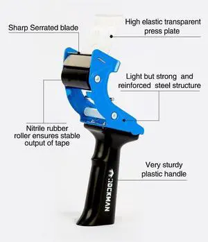Rockman tools Professional Fast Reload Tape Dispenser Gun - Durable Sharp Edge Ideal for Shipping, Warehouse, and Moving, Suitable for 2-inch Tape