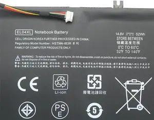 52Wh EL04XL battery for HP ENVY TouchSmart 4-1000 tpn-c102 4-1100, 4-1200 Series | 14.8V 52Wh Li-ion | Compatible with TPN-C102, HSTNN-IB3R, HSTNN-UB3R | 681879-1C1