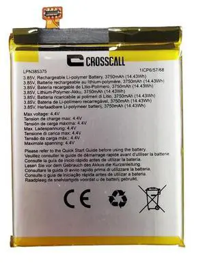 New LPN385375 3750mAh 14.43Wh 3.85V Li-Po Battery for Crosscall Core-X4 Replaces COX4BAT100 Grade A Cells 12-Month Warranty New LPN385375 3750mAh 14.43Wh 3.85V Li-Po Battery for Crosscall Core-X4 Replaces COX4BAT100 Grade A Cells 12-Month Warranty
