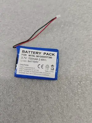 New 700mAh 3.7V Li-ion Battery for Mitel 5613/5614 5603 DT390 DECT Phone Replaces 5613/03/DT390 BKB201010/1 Grade A Cells 12-Month Warranty New 700mAh 3.7V Li-ion Battery for Mitel 5613/5614 5603 DT390 DECT Phone Replaces 5613/03/DT390 BKB201010/1 Grade A Cells 12-Month Warranty