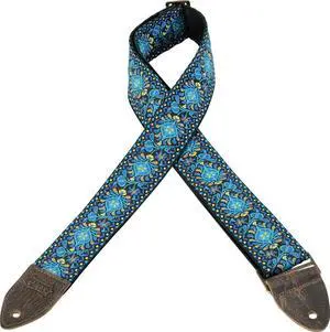 Levy's M8HTV-04 2" Hootenanny Jacquard Weave Guitar Strap - Blue Floral Design