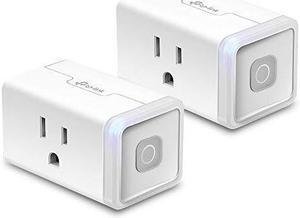 kasa smart wifi plug lite by tplink 2pack 12 amp & reliable wifi connection, compact design, no hub required, works with alexa echo & google assistant hs103p2, white
