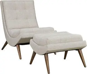 Ramp Upholstered Fabric Lounge Chair Set - Sand