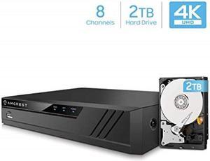Amcrest NV4108-A2 4K 8CH NVR (1080p/3MP/4MP/5MP/8MP) POE Network Video Recorder - Supports up to 8 x 8MP/4K IP Cameras, 8-Channel Pre-Installed 2TB HDD (No Built-in WiFi) NV4108-2TB