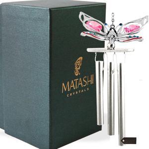 Matashi Chrome Plated Silver Color Butterfly Decorative Wind Chime with Crystals