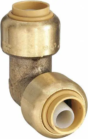 SHARKBITE U246LF Push-Fit Elbow Fitting, 3/8 in Tube Size, Brass, Brass