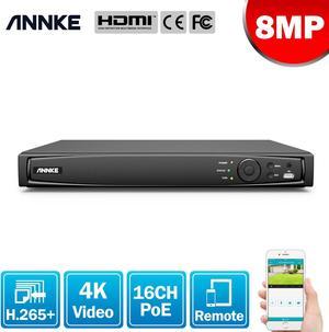 ANNKE 16 Channel 4K PoE NVR Support 4K/8MP 5MP 4MP PoE/WiFi Cameras with NO HDD Network Video Recorder
