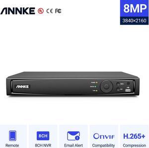 ANNKE 8MP 4K PoE NVR 8 Channel 2X USB 2.0 4K/5MP/4MP/1080P HD 24/7 Surveillance Recording Home Security Camera System Video Recorder