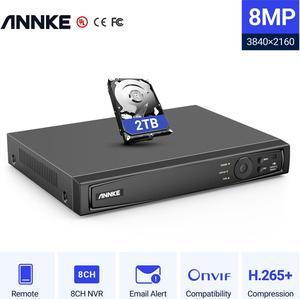 ANNKE 4K PoE NVR 8 Channel Pre-Installed 2TB Hard Drive 4K/5MP/4MP/1080P HD 24/7 Surveillance Recording Home Security Camera System Video Recorder