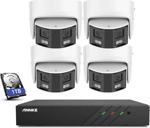 ANNKE 8CH 6MP NVR Home Security Camera System with 6MP Panoramic Outdoor Poe Dual Lens IP Security Camera 180° Ultra Wide Angle Infrared Night Vision Built-in Mic Alarm Human & Vehicle Detection,1TB