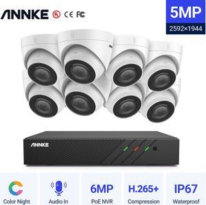 ANNKE 5MP PoE Turret Security Camera System with 6MP NVR-NO HDD