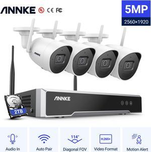 ANNKE 8CH 5MP Super HD Wireless IP Video Surveillance Kit with 100 ft Night Vision,Built-in Mic,Plug-and-Play Setup,Indoor & Outdoor WiFi Surveillance with 2TB Hard Drive