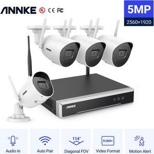 ANNKE 8CH 5MP Super HD Wireless IP Video Surveillance Kit with 100 ft Night Vision,Built-in Mic,Plug-and-Play Setup,Indoor & Outdoor WiFi Surveillance with NO Hard Drive