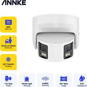 ANNKE 4K 8MP Outdoor Poe Security Camera System, IP Outdoor Camera in 180° FoV by Dual-Lens, Human/Vehicle/Pet Detection, Color Night Vision, Two Way Talk, Up to 256GB Micro SD Card