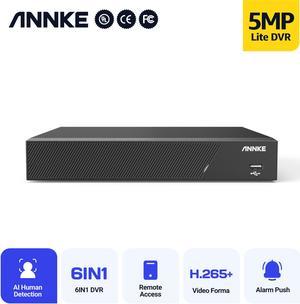 ANNKE 8 Channel 5MP 6-in-1 Hybrid Digital Video Recorder DVR Supports TVI/AHD/CVI/CVBS/XVI/IPC Security Cameras for 24/7 Security Surveillance