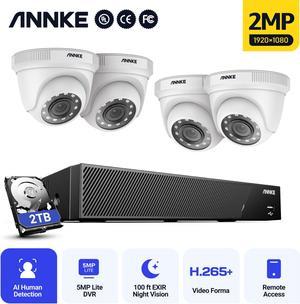 ANNKE Home Security Camera System 8 Channel 6-in-1 DVR with 4pcs 1080P HD Weatherproof Cameras, Motion Alert, Remote Access,2TB Hard Drive