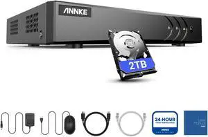 ANNKE 16-Channel 5MP Lite 5-in-1 H.265+ DVR Security Video Recorder Supports CVI/CVBS/AHD/TVI/IP Security Cameras for Home Business Surveillance with 2TB Hard Disk