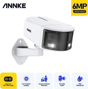ANNKE  FCD600 6MP Poe Security Camera System, IP Outdoor Camera in 180° FoV by Dual-Lens, Human/Vehicle/Pet Detection, Color Night Vision, Two Way Talk, Up to 256GB Micro SD Card