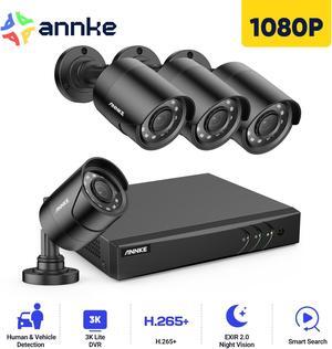 ANNKE 8CH H.265+ 3K Lite Security Camera System with AI Human/Vehicle Detection, 4 x 1920TVL 2MP Wired CCTV IP66 Cameras for Indoor Outdoor Use, Remote Access, NO HDD, Surveillance System Kit