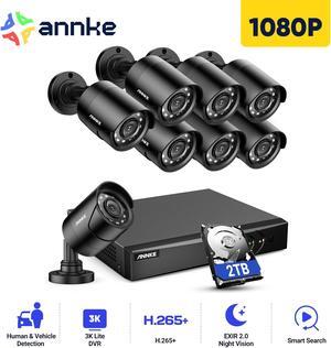 ANNKE 1080p H.265 Home Security Camera System, 8CH 5MP Surveillance 5-in-1 DVR and 8x 1080p Weatherproof Dome Camera with AI Human, Night Vision, Motion Alert, Remote Access, 2TB Hard Drive