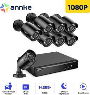 ANNKE 1080p H.265 Home Surveillance System Kit, 8CH 5MP Surveillance 5-in-1 DVR and 8x 1080p Weatherproof Dome Camera with AI Human, Night Vision, Motion Alert, Remote Access, NO HDD