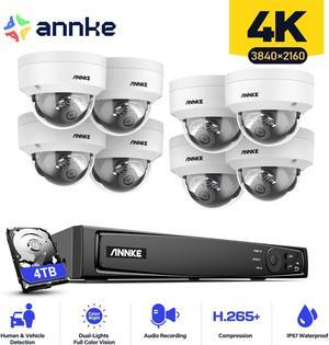 ANNKE H800 4K 16CH PoE Camera System, H.265+ 12MP NVR w/8pcs Dome Security IP Cameras, AI Motion Detection, Audio, 4TB HDD, Spotlight Color Night Vision, IP67 Weatherproof IK10 Vandal-Proof, Not PTZ