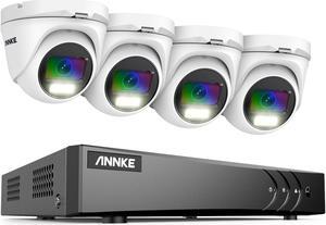 ANNKE 1080P H.265+ 8 Channel 4 Cameras Wired CCTV System, 4PCS Security Camera System with NO HDD, 3K AI DVR and 1080P Full-color Camera, Acme Color Night Vision, Remote Monitoring, IP66