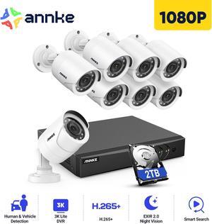 ANNKE 3K Lite Wired Security Camera System with AI Human/Vehicle Detection, H.265+ 8CH Surveillance DVR with 2TB Hard Drive and 8 x 1080p HD Outdoor CCTV Camera, 100 ft Night Vision, Remote Access