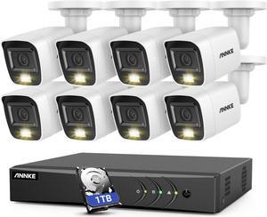 ANNKE Home Wired Camera Security System with Audio, 8CH 3K Lite H.265+ AI DVR with 1 TB Hard Drive and 8 X 1080P IP67 Weatherproof Cameras with Dual Light, Human/Vehicle Detection, Color Night Vision