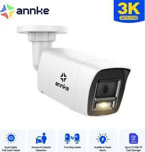 ANNKE H.265+ 3K PoE Security IP Camera Two Way Audio Outdoor Color Night IP67 AI Motion, Smart Dual Light Bullet Cameras for Home Surveillance, IP67 Weatherproof, Human & Vehicle Detection