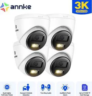 ANNKE 4PCS 3K 5MP PoE Security IP Camera Two Way Audio Outdoor AI Color Night Vision, Outdoor  Turret Wired Cameras for Home Security, AI Human/Vehicle Detection, Smart Dual Light, Built-in Mic
