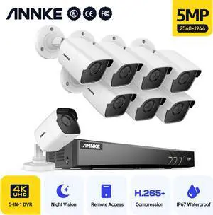 ANNKE 8CH 4K DVR 5MP 8MP Video CCTV Security Camera System Human Detection IP67, H.265+ 4K Lite DVR Recorder with NO Hard Drive, 8X 5MP Wired Outdoor CCTV Cameras, AI Human/Vehicle Detection, Easy Rem