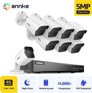 ANNKE 8CH Security Camera System, H.265+ 5-in-1 4K DVR Recorder with AI Human/Vehicle Detection, 8X 5MP IP67 CCTV Outdoor Cameras with 100ft Night Vision, Smart IR, Work with Alexa, NO Hard Drive