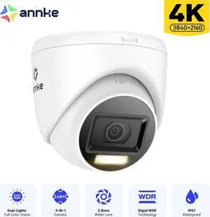 ANNKE 4K Smart Dual Light Wired CCTV Security Camera, Color & IR Night Vision, 3840x2160@20fps, f/1.6 Super Aperture, 4-in-1 Output Signal, IP67, 2.8mm Lens, Human&Vehicle Detection 1
