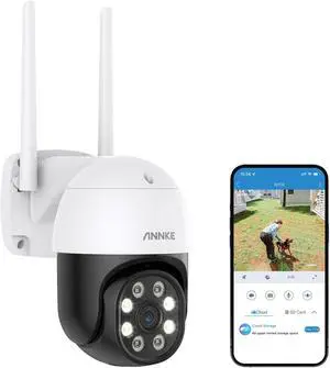ANNKE 4MP PTZ Outdoor Security Camera, 8X Digital Zoom Auto Tracking for Home Security, 2.4GHZ WiFi Security Camera with AI Human Detection, Color Night Vision, Two Way Talk, Compatible with Alexa