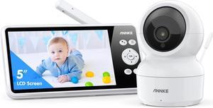 ANNKE 1080p 5" HD Video Baby Monitor with Camera, 355° Pan & 55° Tilt, 2X Zoom,  Voice & Motion & Temperature Detection, Feeding Reminder, Privacy Protection, 4000mAh Battery
