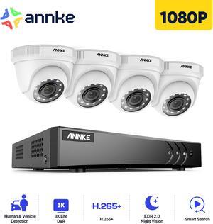 ANNKE 1080p CCTV Security Camera Systems, 8CH 3K H.265+ AI 5in1 DVR NO HDD, Human/Vehicle Detection, 4x2MP Wired Turret Cams, IP66, Instant Email and App Alerts with Snapshots, Surveillance System Kit