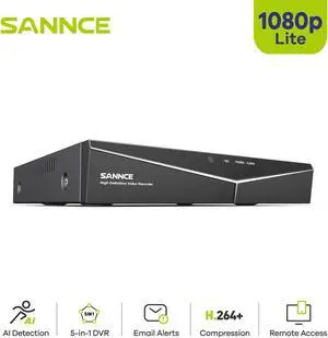 SANNCE 1080P 16 Channel CCTV DVR Recorder(NO HDD), H.264+ Hybrid 5-in-1 Security Camera Recorder, Supports 2MP TVI AHD CVI CVBS Analog IP Surveillance Cameras, Remote Access, Motion Alert