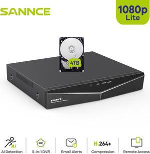 SANNCE 1080P 16 Channel CCTV DVR Recorder(4TB HDD), H.264+ Hybrid 5-in-1 Security Camera Recorder, Supports 2MP TVI AHD CVI CVBS Analog IP Surveillance Cameras, Remote Access, Motion Alert 4TB HDD