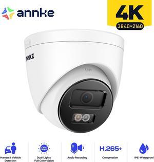 ANNKE 4K PoE Security Camera, Outdoor Turret Surveillance Wired Cameras for Home Security, AI Human/Vehicle Detection, Smart Dual Light, Color Night Vision, 120 dB WDR, 4mm Lens, Built-in Mic